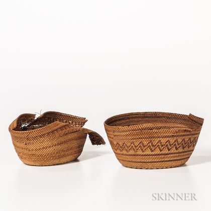 Two Small Northwest Polychrome Baskets