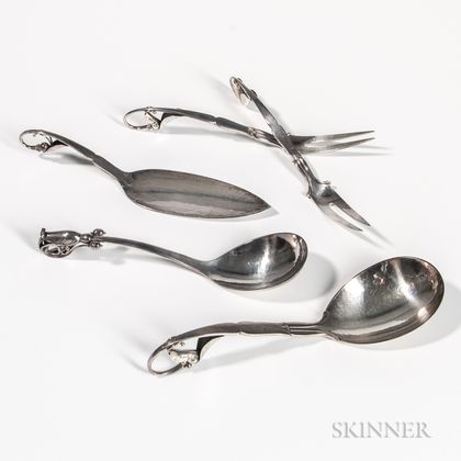 Five Georg Jensen Sterling Silver Serving Pieces