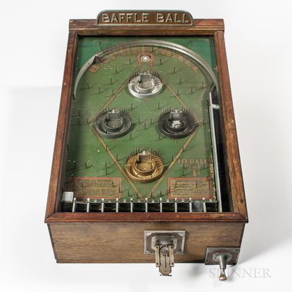 Coin-operated "Baffle Ball" Counter-top Pinball Game