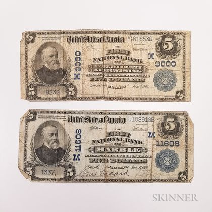 Two 1902 Michigan and Minnesota National Banknotes