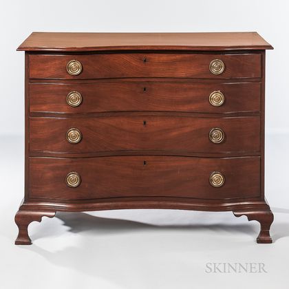 Mahogany Serpentine Chest of Four Drawers