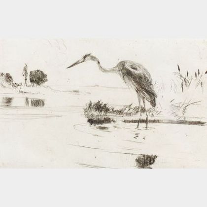 Frank Weston Benson (American, 1862-1951) Heron Fishing