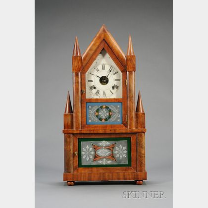 Mahogany Double-Steeple Wagon Spring Clock by Birge and Fuller