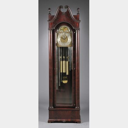 Mahogany Veneered Nine Tubular Bell Chime Clock