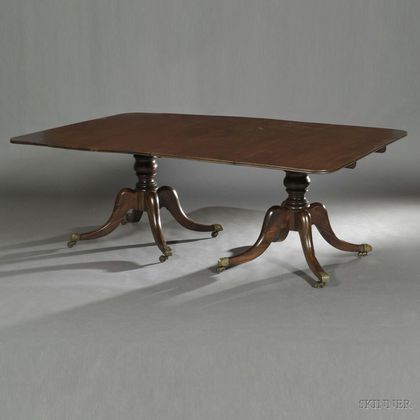 Regency-style Double-pedestal Mahogany Dining Table
