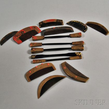 Nine Kushi Combs and Five Kogai Hairpins