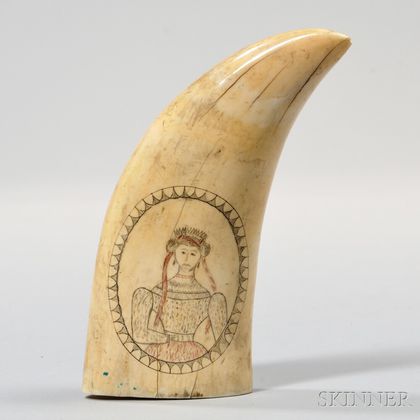 Scrimshaw Whale's Tooth with Paddlewheel Steamer