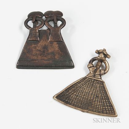 Two Senufo Cast Bronze Pendants