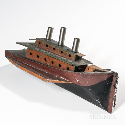Painted Tin Toy Ship