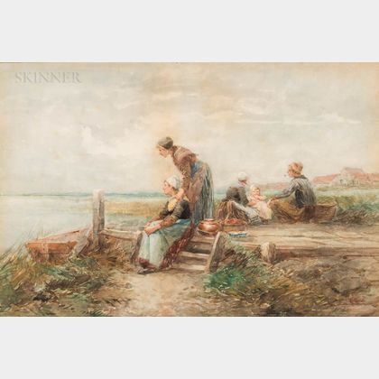 Johann Mari Henri ten Kate (Dutch, 1831-1910) Figures by the Shore