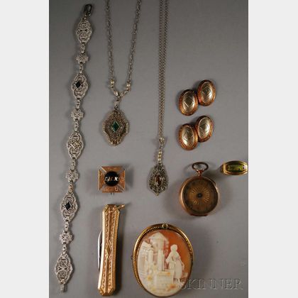 Small Group of Mostly Gold Jewelry Items