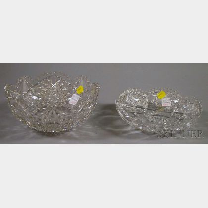 Colorless Brilliant-cut Glass Low Bowl and Fruit Bowl. 