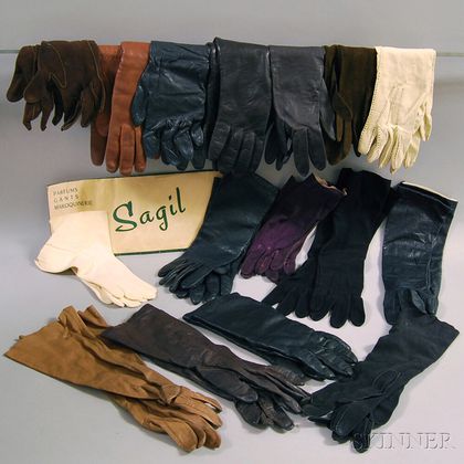 Sixteen Pairs of Lady's Leather Gloves