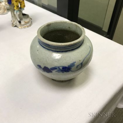 Korean Blue and White Pottery Jar