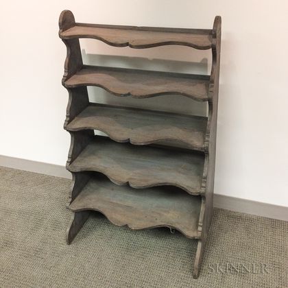 Gray-painted Graduated Standing Floor Shelf