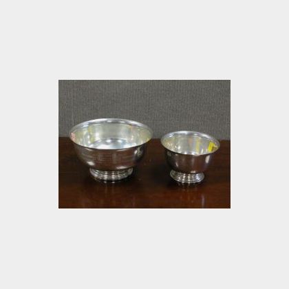 Two Small Sterling Silver Revere-style Bowls. 