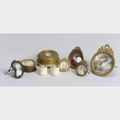 Nine Miniatures and Miniature Mounted Articles