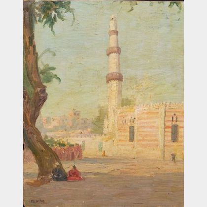 Edwin Lord Weeks (American, 1849-1903) Resting in the Shade Before the Mosque