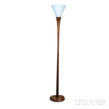 Danish Modern Teak and Glass Tulip-form Floor Lamp