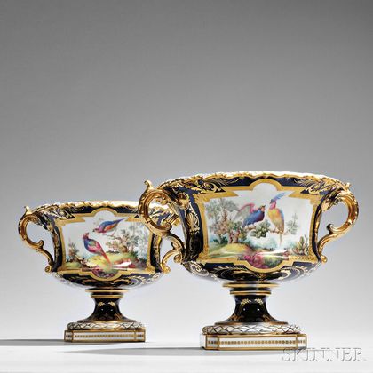 Pair of Royal Crown Derby Porcelain Urns