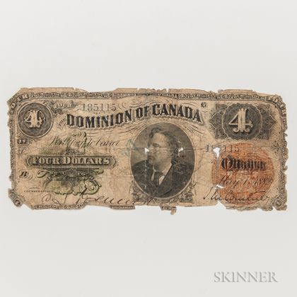 1882 Dominion of Canada $4 Note