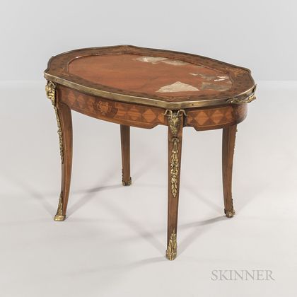 Continental Neoclassical-style Ormolu-mounted Stone-top Marquetry Table