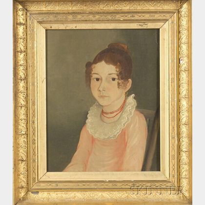 American School, 19th Century Portrait of Miss Smith of Poughkeepsie, New York.