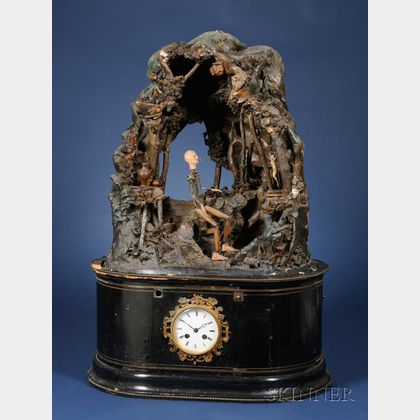 Rare Gothic Automaton Clock Depicting a Mystic