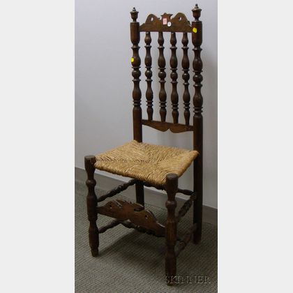 Elmwood Bannister-back Side Chair with Woven Rush Seat. 