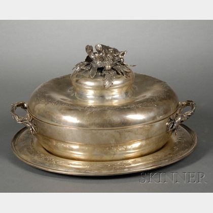 Italian .800 Silver Covered Serving Bowl with Underplate
