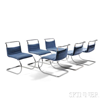 Six Mies van der Rohe MR Chromed Steel Chairs