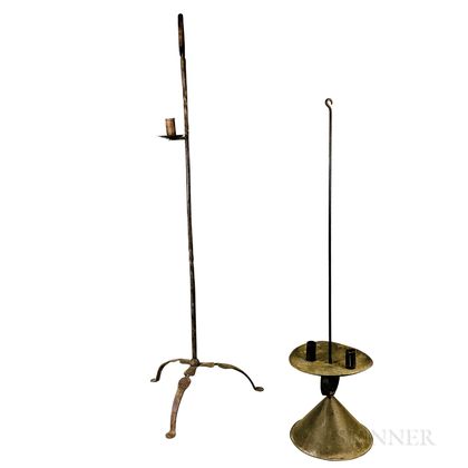 Two Wrought Iron and Tin Lighting Devices