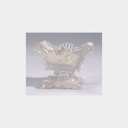 Colorless Pressed Pattern Lacy Glass Shell Pattern Salt