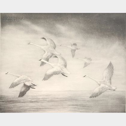 Roland Clark (American, 1874-1957) Lot of Three Prints of Waterfowl: Before the Squall, Old Squaws
