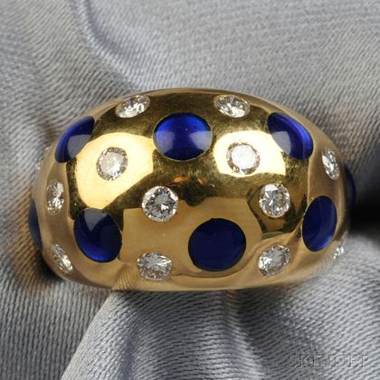 18kt Gold, Enamel, and Diamond Ring, Van Cleef & Arpels