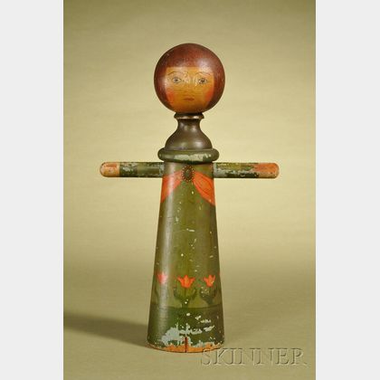 Painted Wooden Spindle Doll