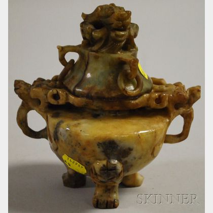 Asian Carved Jade Censer with Cover