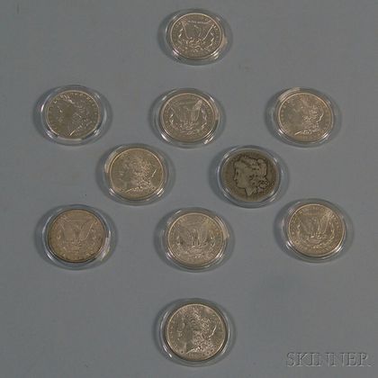 Ten United States Morgan Silver Dollar Coins