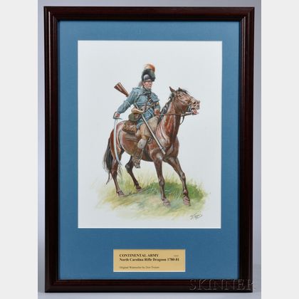 Original Framed Don Troiani Watercolor Figure Study of a North Carolina Rifle Dragoon
