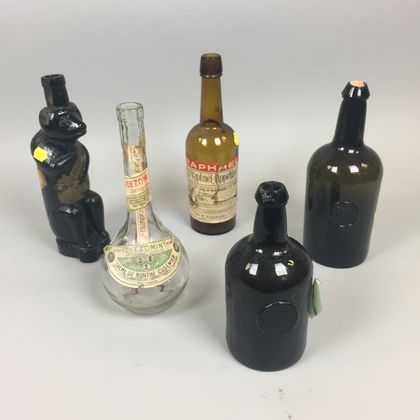 Five Glass Spirit Bottles
