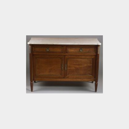 Louis XVI Style Brass-mounted Mahogany and Marble Top Chest