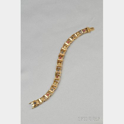 Antique 14kt Gold Gem-set Bracelet