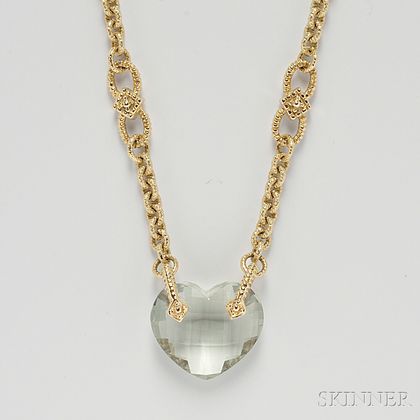 14kt Gold and Green Amethyst Necklace
