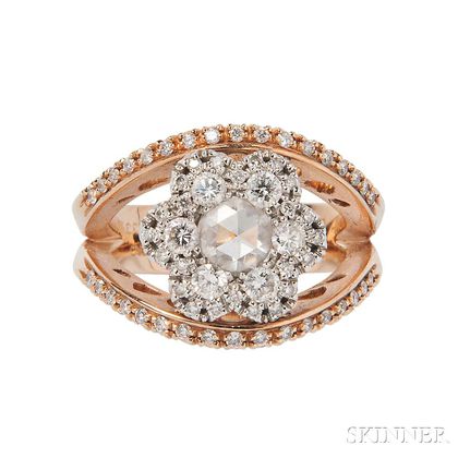 18kt Rose Gold and Diamond Ring, Favero