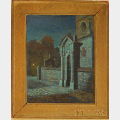 Stan Poray (Polish/American, 1888-1948) Village Street at Night.
