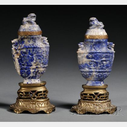 Pair of Lapis Lazuli Vases