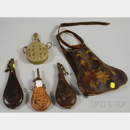 Four Powder Flasks and Holster