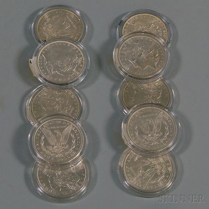 Ten United States Morgan Silver Dollar Coins