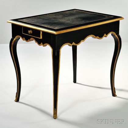 Louis XV-style Ebonized Parcel-gilt Table