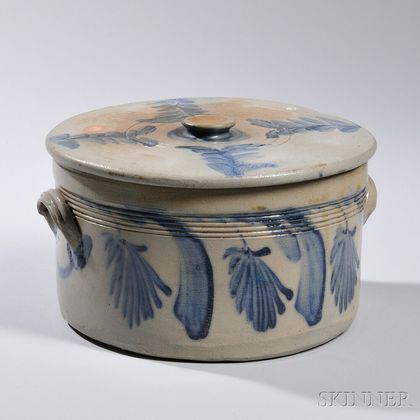 Cobalt-decorated Cake Crock with Lid